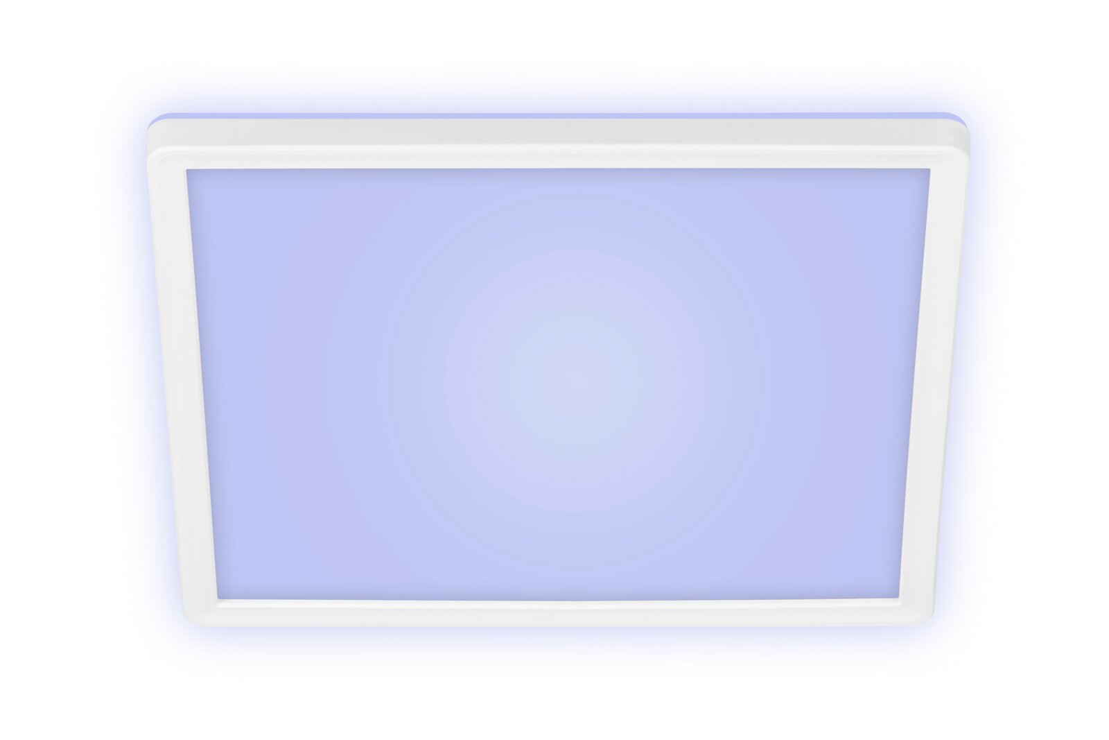 LED-plafondlamp in vierkante vorm met wit frame, gezien van onderaf