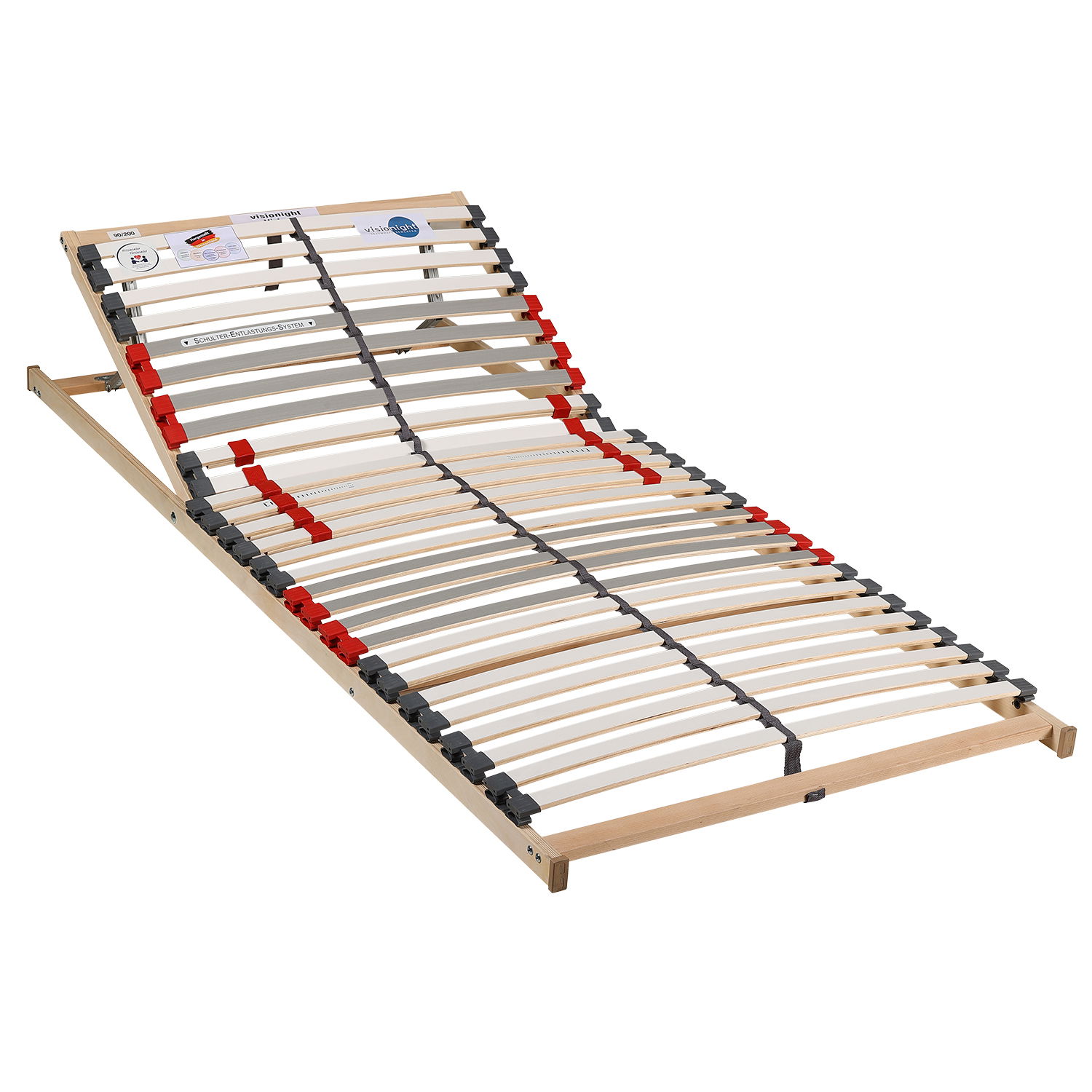 Lattenrost mit verstellbaren Leisten, seitliche Perspektive