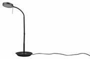 Zwarte LED-tafellamp MONZA met flexibele arm en ronde lampkop, zijaanzicht