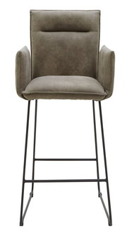 Barsessel in Frontalansicht mit gepolstertem Sitz und Rückenlehne, sowie Metallbeinen.