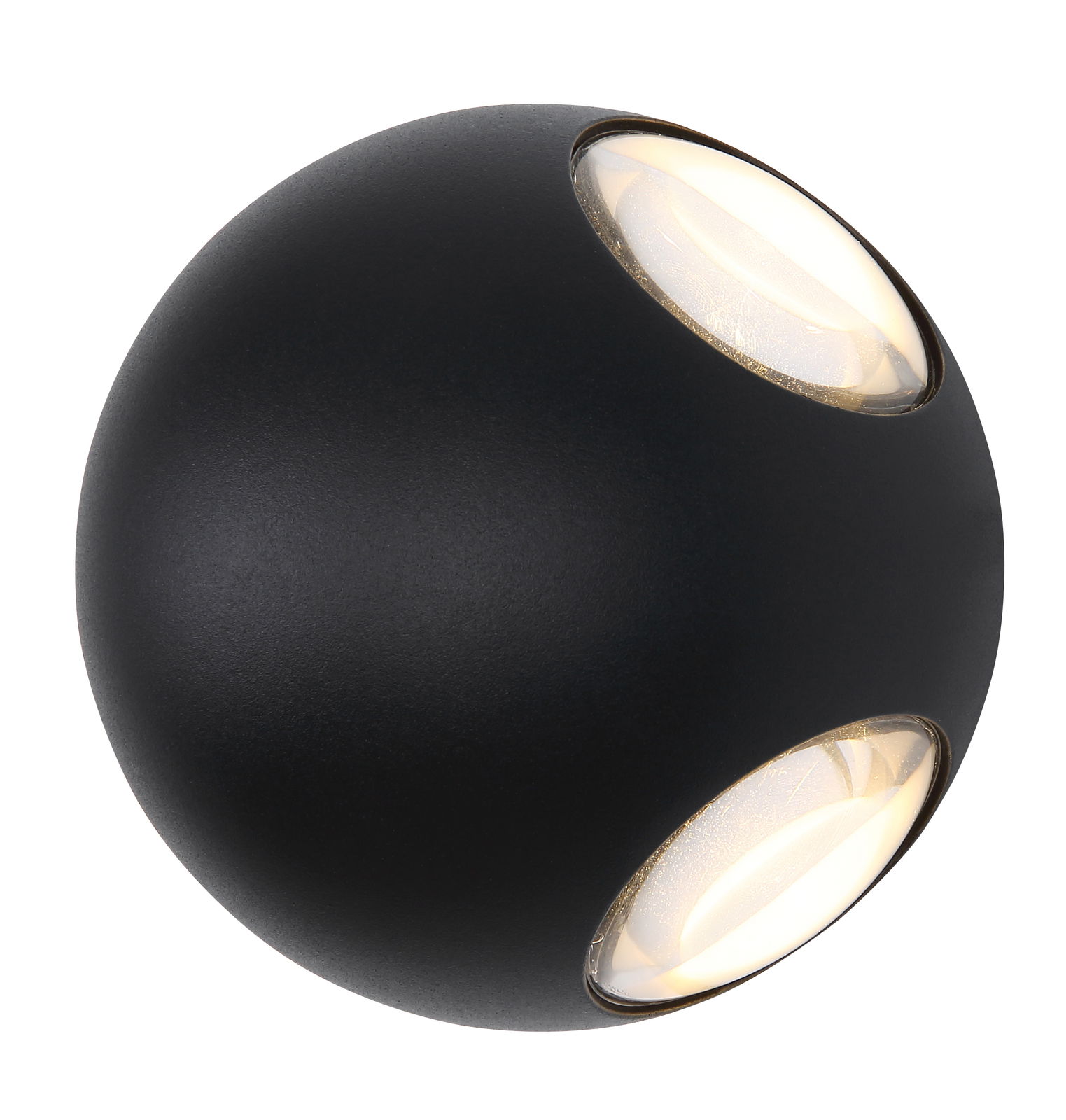 Globo Lighting LED-buitenwandlamp SLICE Schwarze LED-Außenwandleuchte mit kugelförmigem Design, seitliche Perspektive