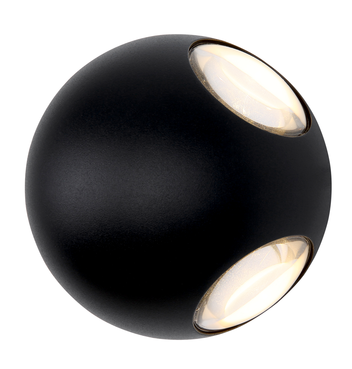Globo Lighting LED-Aussenwandleuchte SLICE Schwarze LED-Außenwandleuchte mit kugelförmigem Design, seitliche Perspektive