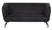 Schwarzes 2-Sitzer Sofa mit Metallbeinen, Vorderansicht