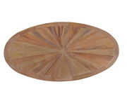 Runder Esstisch aus Holz mit strahlenförmigem Muster, Ansicht von oben
