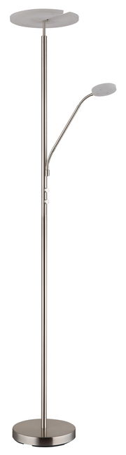 Moderner Deckenfluter mit verstellbarem Lesearm, seitliche Perspektive