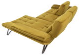 Gelbes Longchair-Sofa mit Metallbeinen, seitliche Perspektive