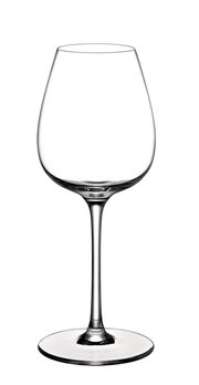 Weißweinglas aus klarem Glas, seitliche Ansicht