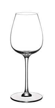 Weißweinglas aus klarem Glas, seitliche Ansicht