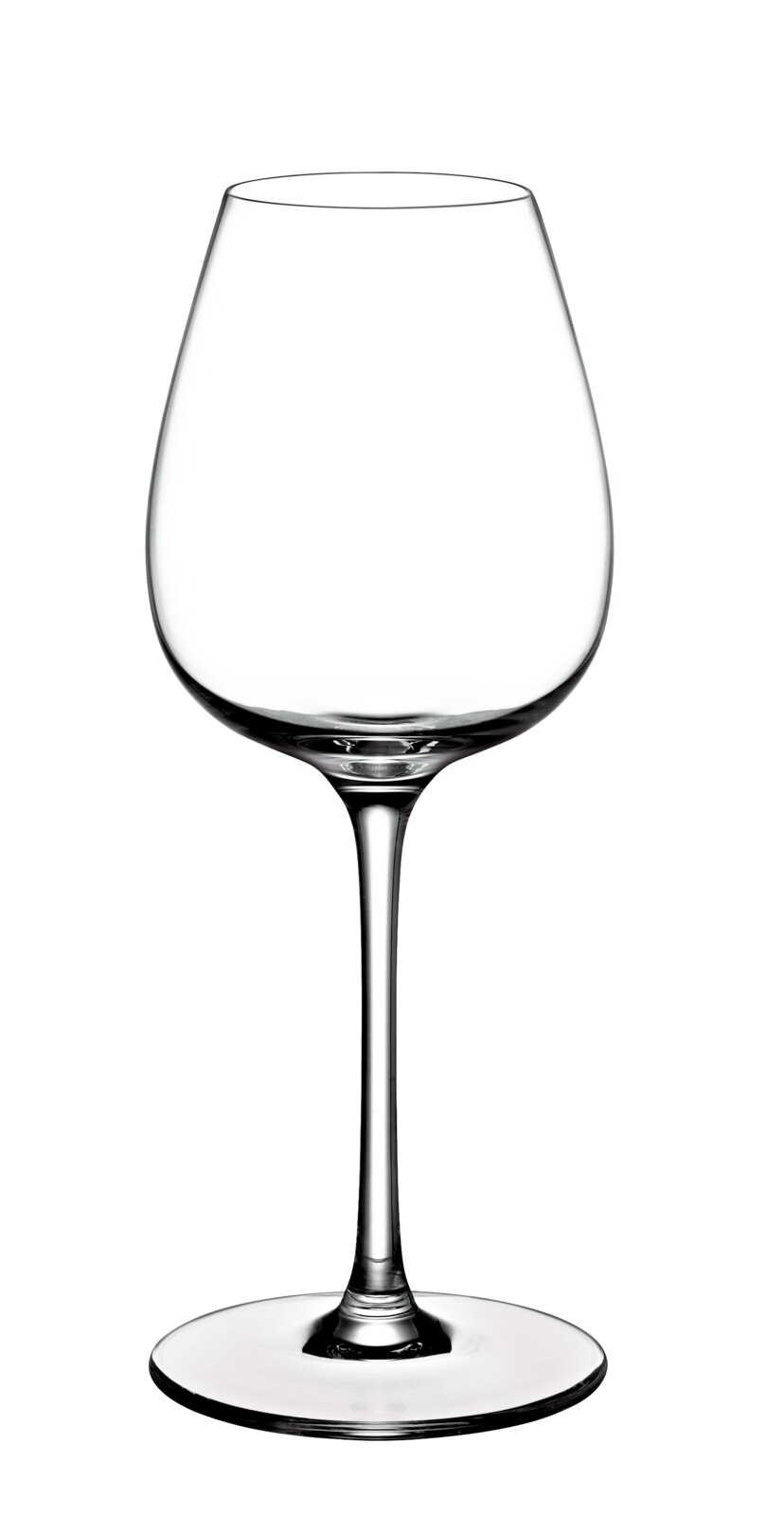 Weißweinglas aus klarem Glas, seitliche Ansicht