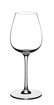 Weißweinglas aus klarem Glas, seitliche Ansicht