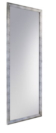 Großer rechteckiger Spiegel mit silbernem Rahmen, seitliche Perspektive