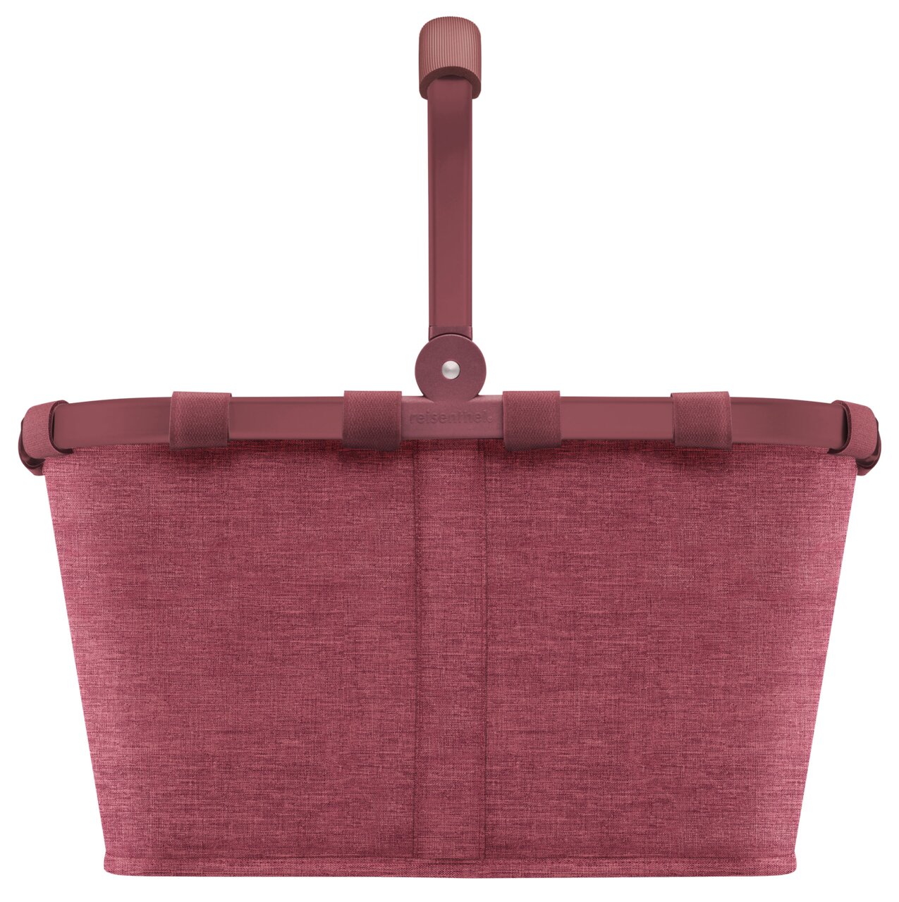 Roter Einkaufskorb aus Stoff mit stabilem Griff, Frontalansicht