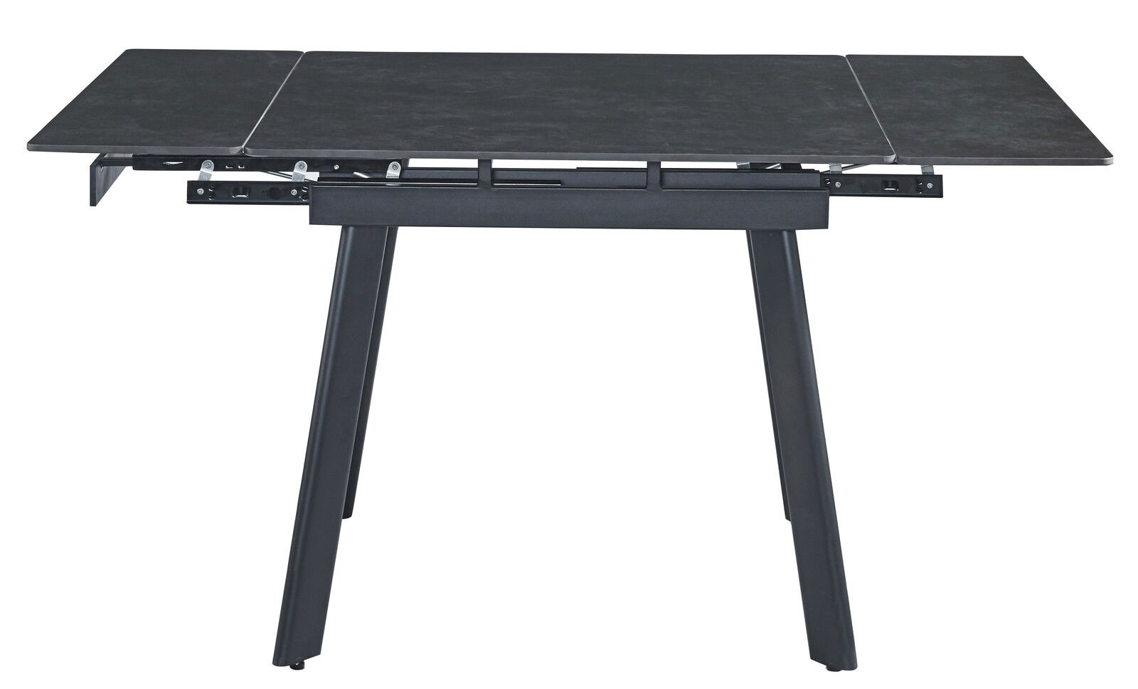 Moderner Esstisch mit ausziehbarer Tischplatte, seitliche Perspektive