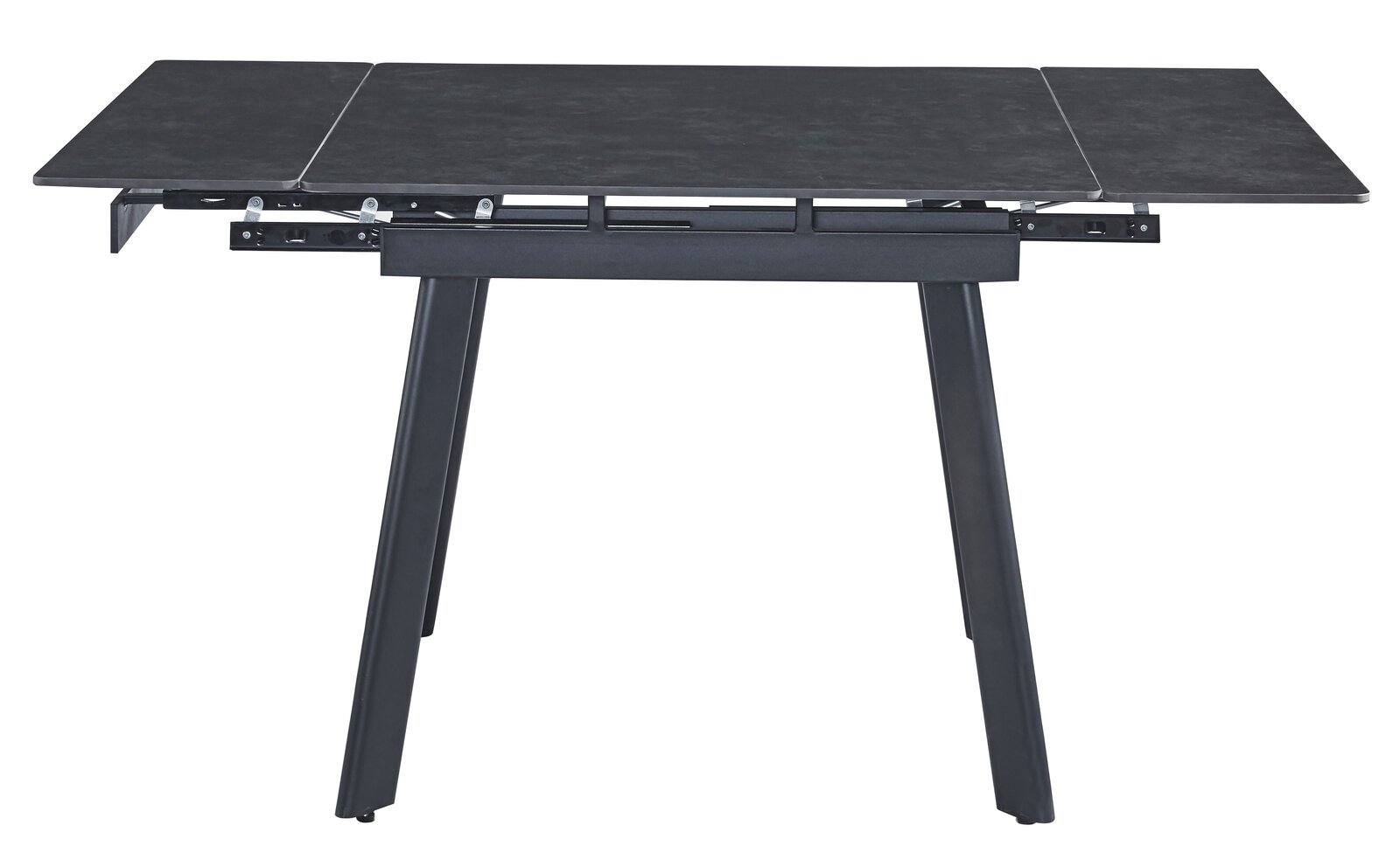 Moderner Esstisch mit ausziehbarer Tischplatte, seitliche Perspektive