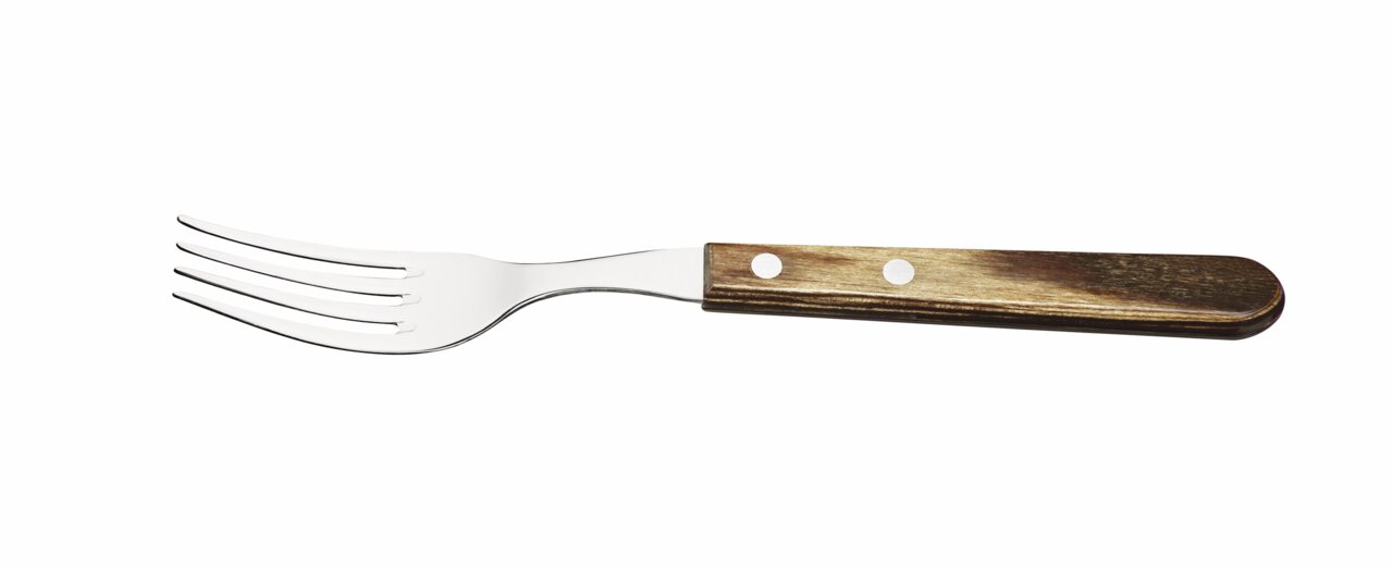 Vork met houten handvat, zijaanzicht