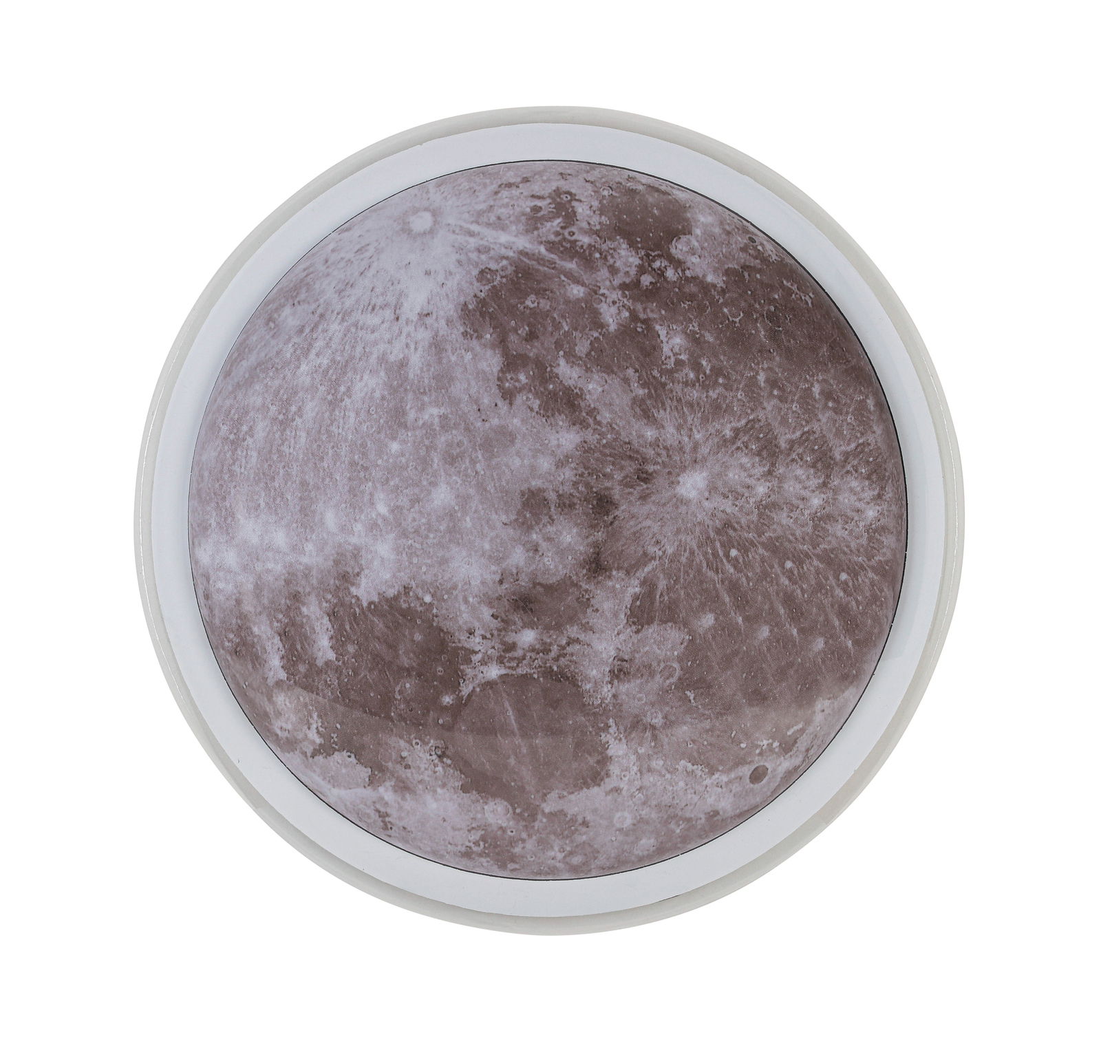 Runde LED-Deckenleuchte mit Mondmotiv, Ansicht von unten