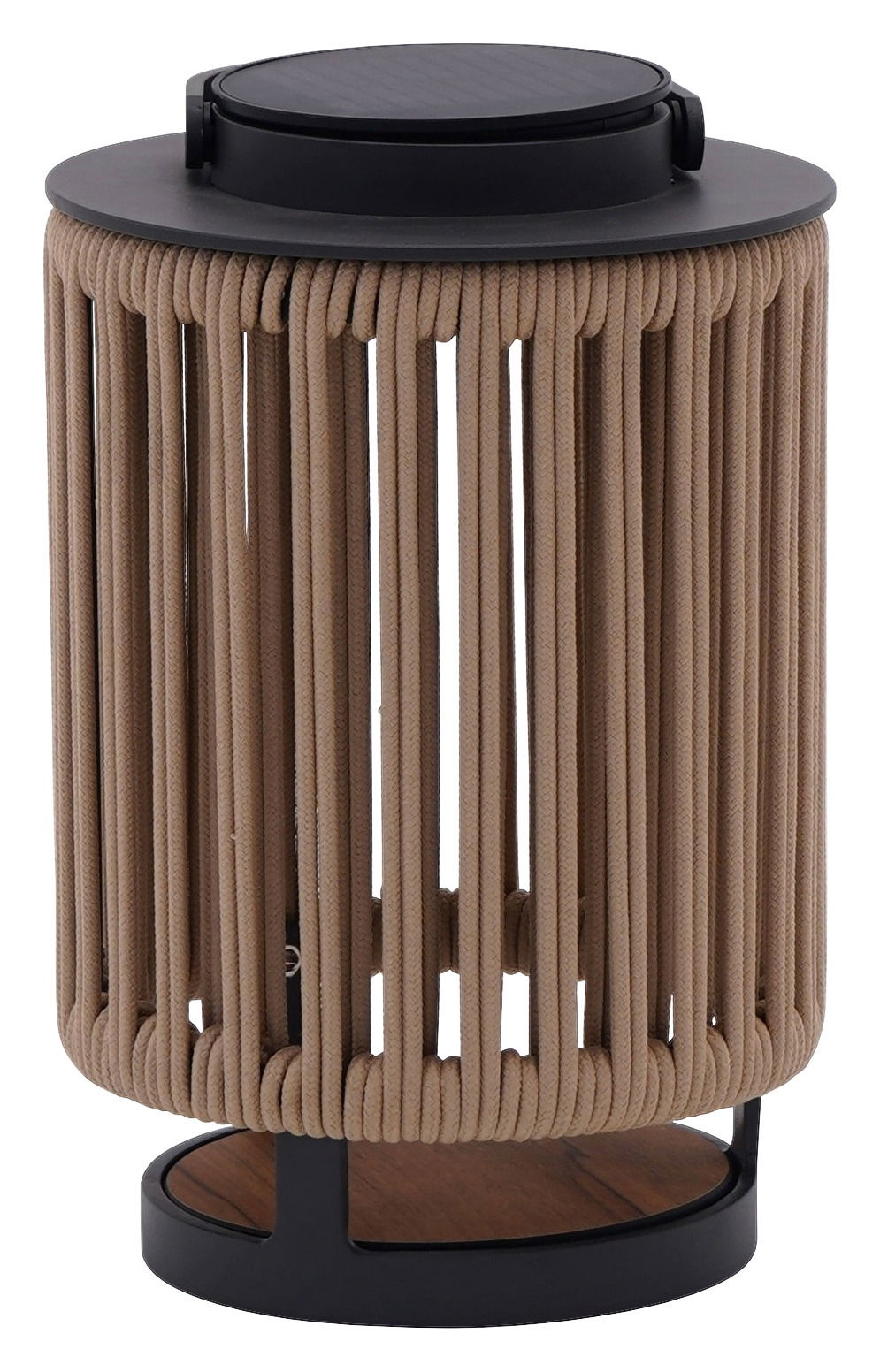 Solarlampe mit geflochtenem Design, seitliche Perspektive