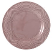 Runder Speiseteller mit einem Durchmesser von 27,5 cm in einer rosa Farbe, von oben betrachtet.