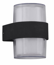 Moderne Wandleuchte Molina mit schwarzem Band und klarem Glas, seitliche Perspektive