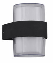 Moderne Wandleuchte Molina mit schwarzem Band und klarem Glas, seitliche Perspektive