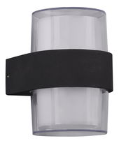 Moderne Wandleuchte Molina mit schwarzem Band und klarem Glas, seitliche Perspektive