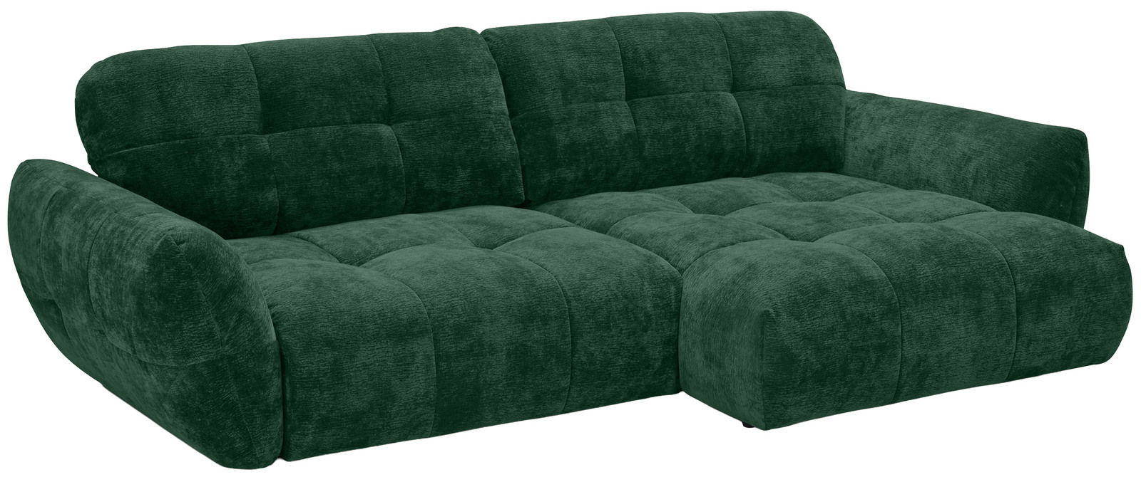 Lounge Handmade Hoekbank NIVO Grünes, modernes Sofa mit weicher Polsterung, seitliche Perspektive