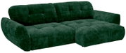 Grünes, modernes Sofa mit weicher Polsterung, seitliche Perspektive