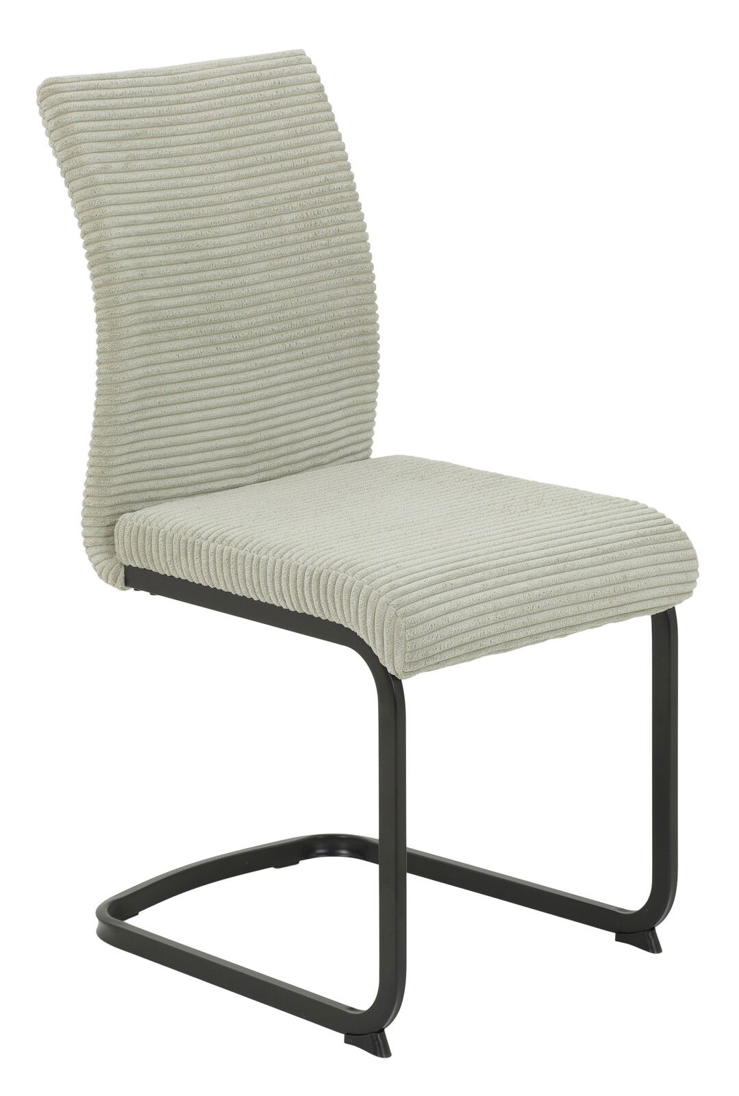 Z2 Schwingstuhl FABIA Moderner Schwingstuhl mit hellgrauem, geripptem Stoffbezug und schwarzem Metallgestell, seitliche Perspektive