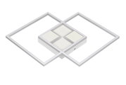Moderne LED-Deckenleuchte mit geometrischem Design, seitliche Perspektive