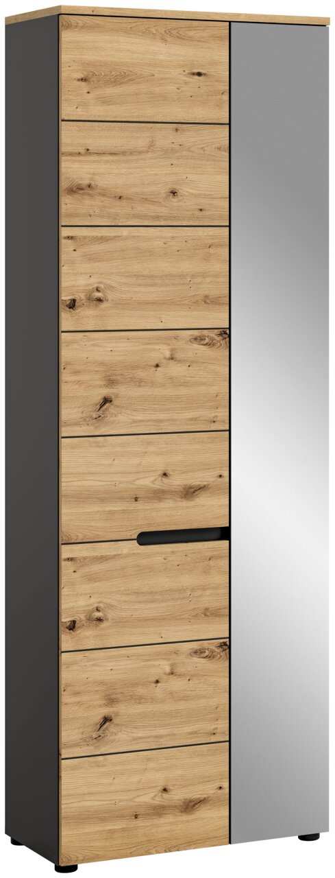 MID.YOU Garderobenschrank CANU Moderner Garderobenschrank mit Holzoptik und Spiegeltür, Frontalansicht