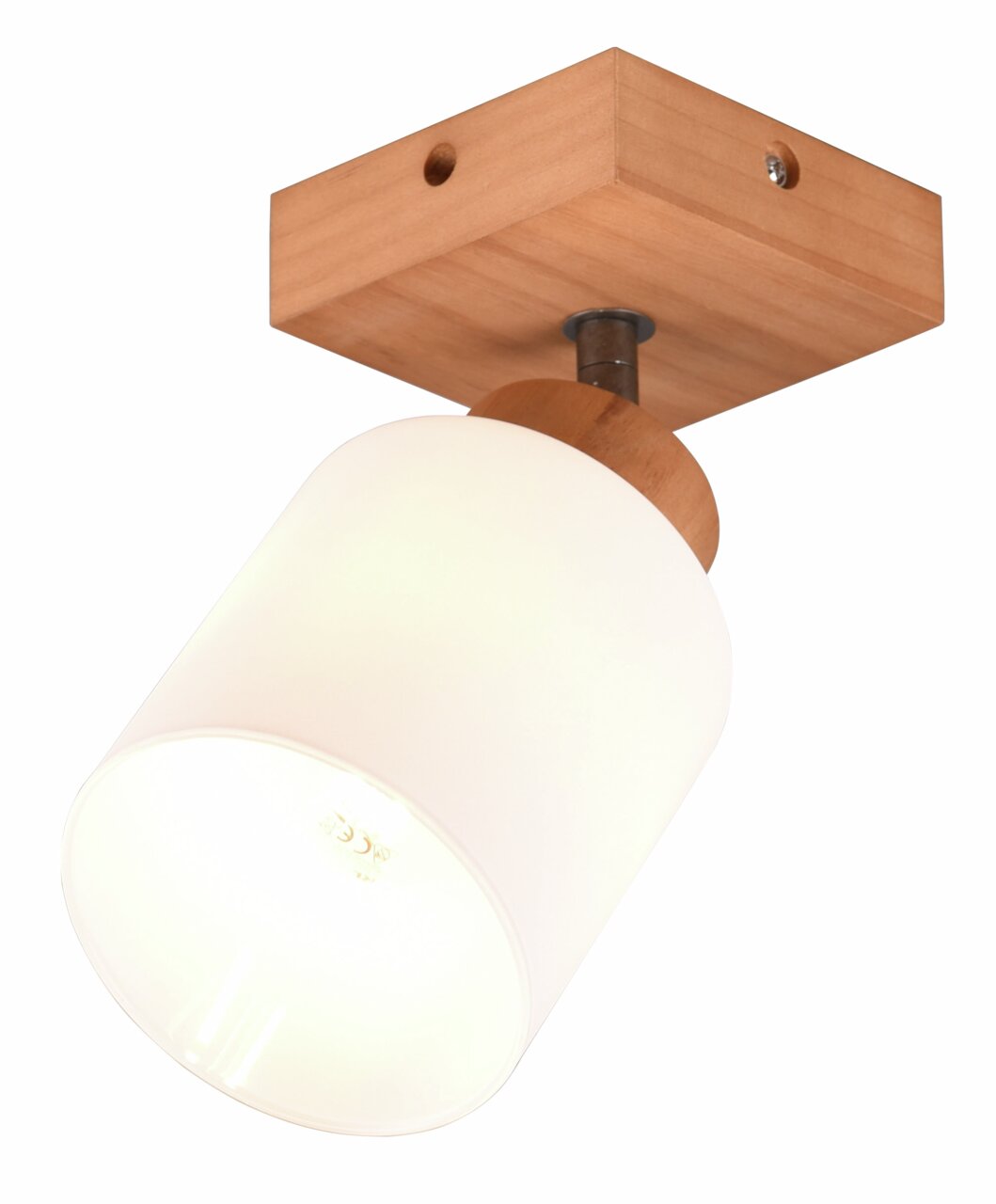 Reality Leuchten Strahler ASSAM Deckenstrahler Assam aus Holz und Glas, seitliche Perspektive