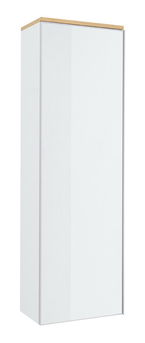 VOSS Hängegarderobenschrank re. VORTINA Hängegarderobenschrank in Weiß mit Holzoberseite, seitliche Perspektive