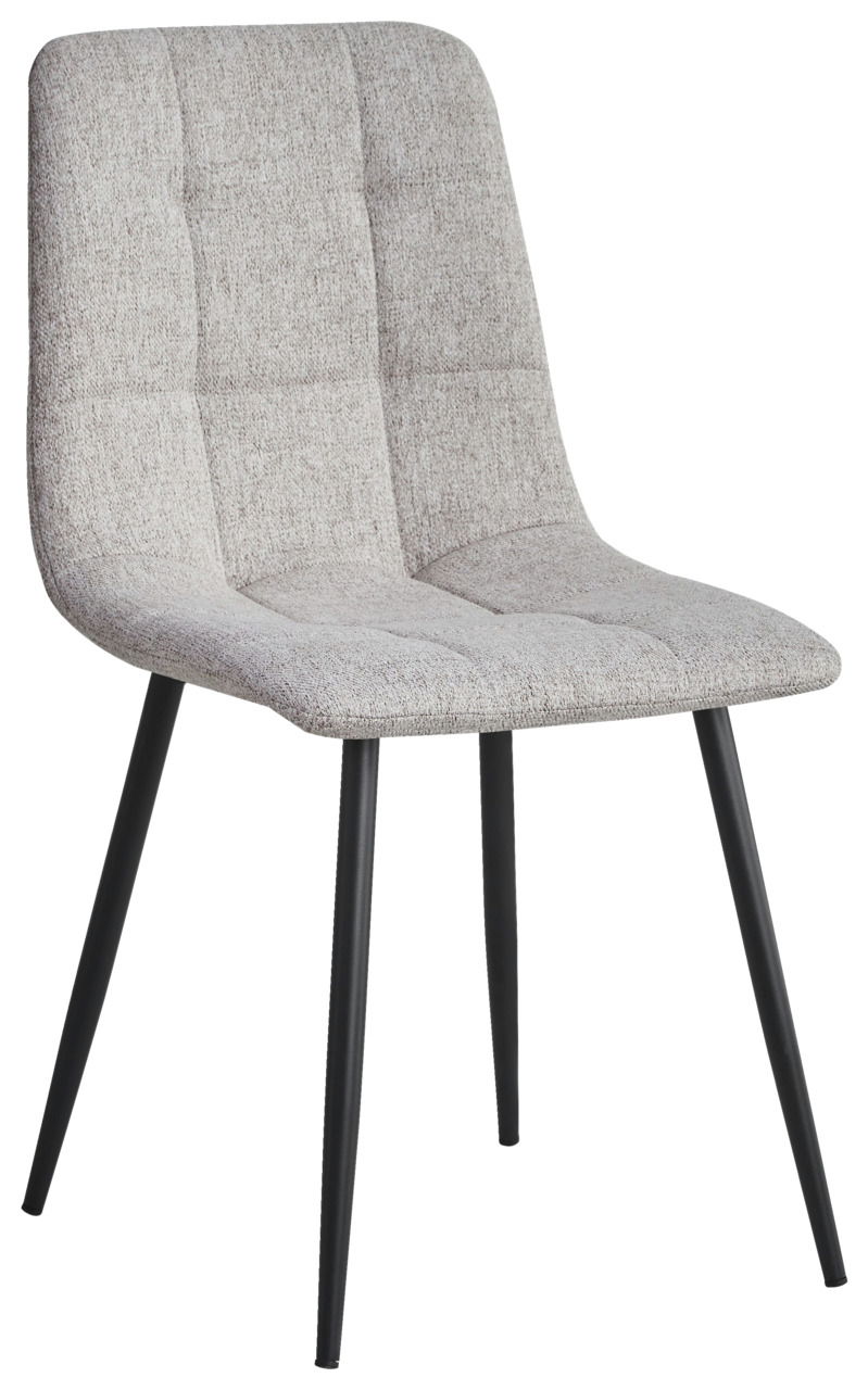 Stylife Stuhl JEFF Moderner Stuhl mit grauem Stoffbezug und schwarzen Metallbeinen, seitliche Perspektive