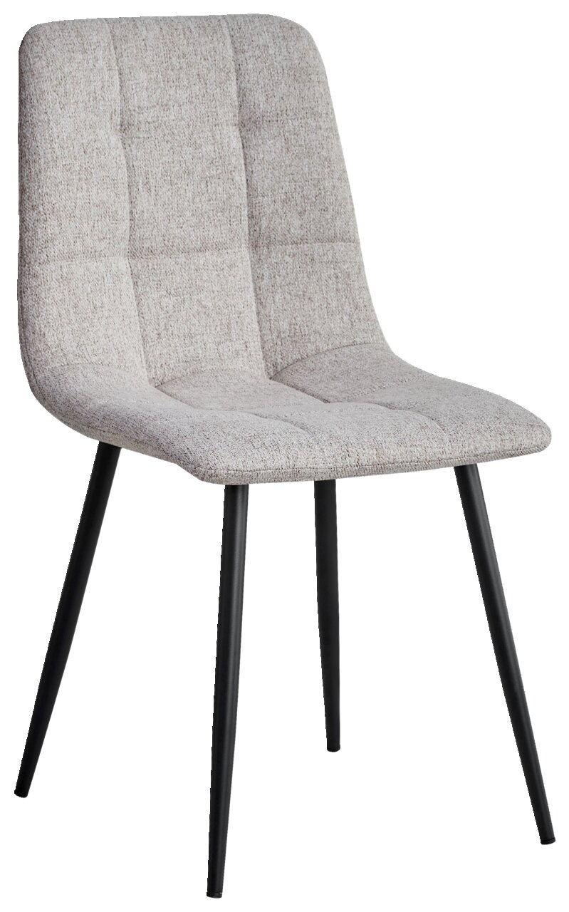 Stylife Stuhl JEFF Moderner Stuhl mit grauem Stoffbezug und schwarzen Metallbeinen, seitliche Perspektive