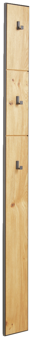 Linea Natura Garderobenpaneel KELIO MAX Garderobenpaneel aus Holz mit drei Haken, seitliche Perspektive