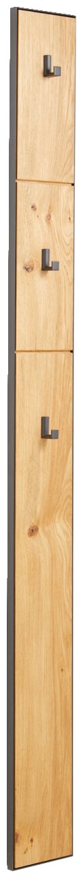 Linea Natura Garderobenpaneel KELIO MAX Garderobenpaneel aus Holz mit drei Haken, seitliche Perspektive