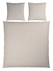 Beige Wendebettwäsche-Set mit zwei Kissenbezügen und einem Bettdeckenbezug, Draufsicht