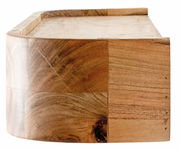 Seitenansicht einer Wandgarderobe aus Holz mit abgerundeten Ecken und natürlicher Holzmaserung.