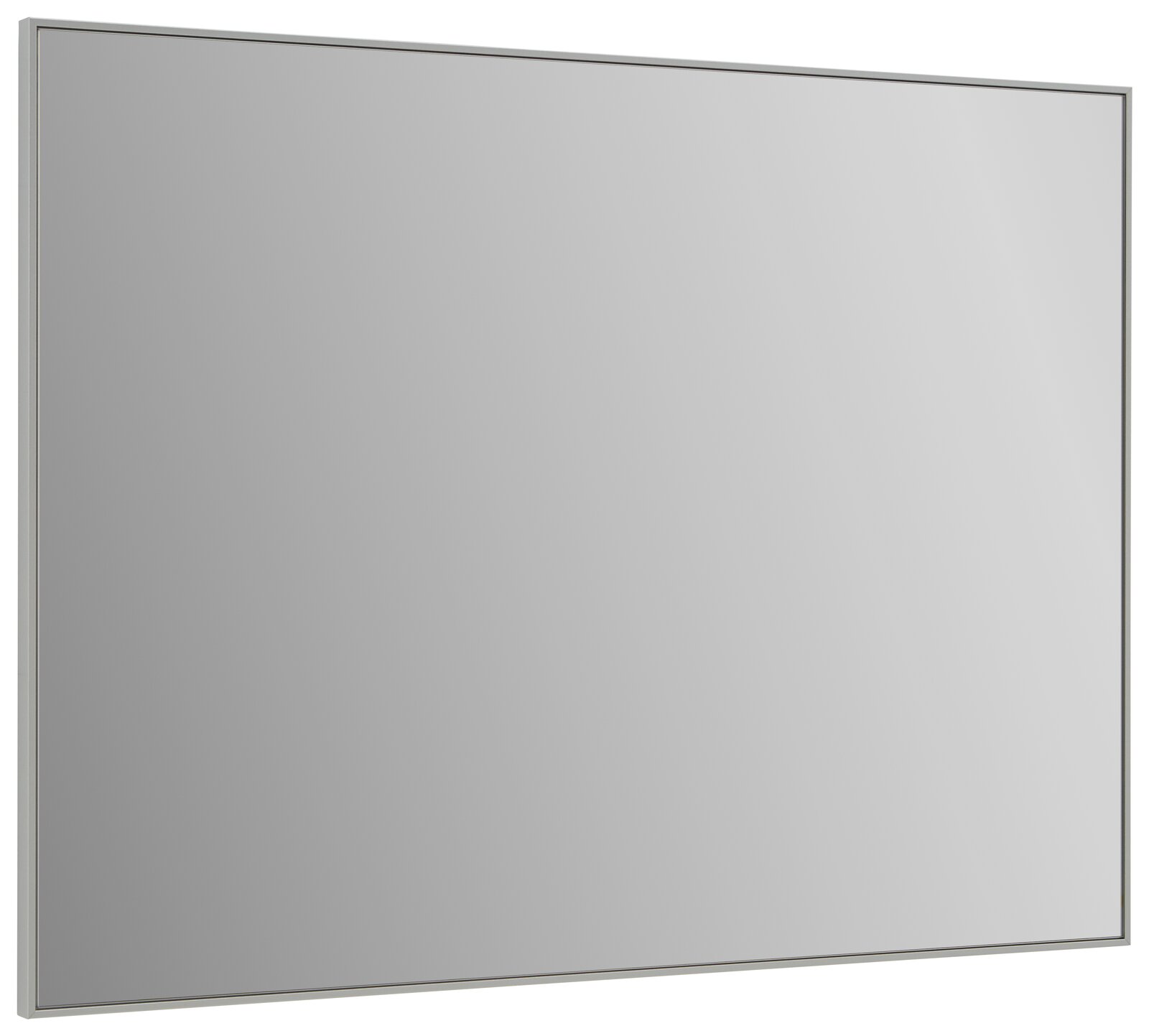 Rechteckiger Spiegel in schräger Perspektive, schlichtes Design mit schmalem Rahmen.