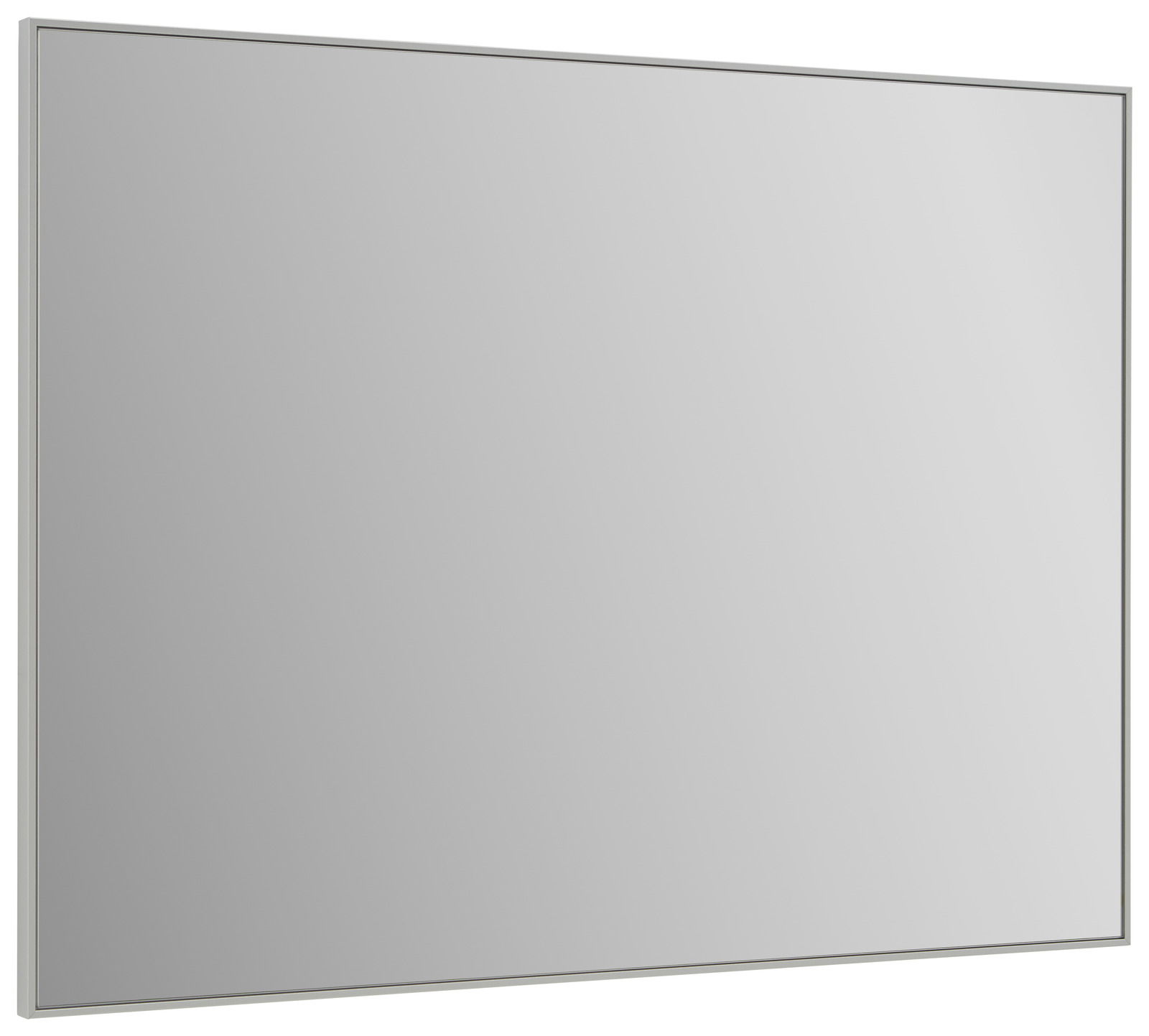 Rechteckiger Spiegel in schräger Perspektive, schlichtes Design mit schmalem Rahmen.