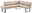Beige Eckbank mit modernem Design und schwarzen Metallbeinen, seitliche Perspektive
