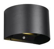 Schwarze, zylindrische Akku-Wandleuchte TALENT mit seitlicher Perspektive