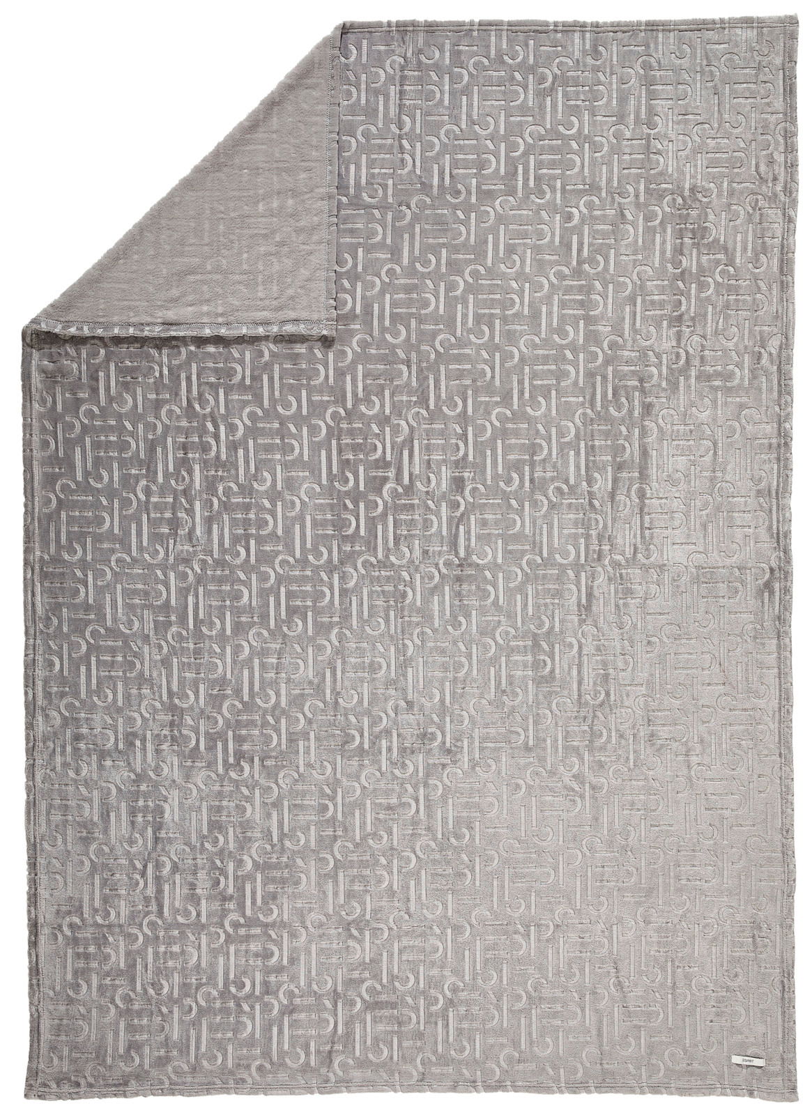 Graues Plaid mit eingeprägtem Muster, Draufsicht