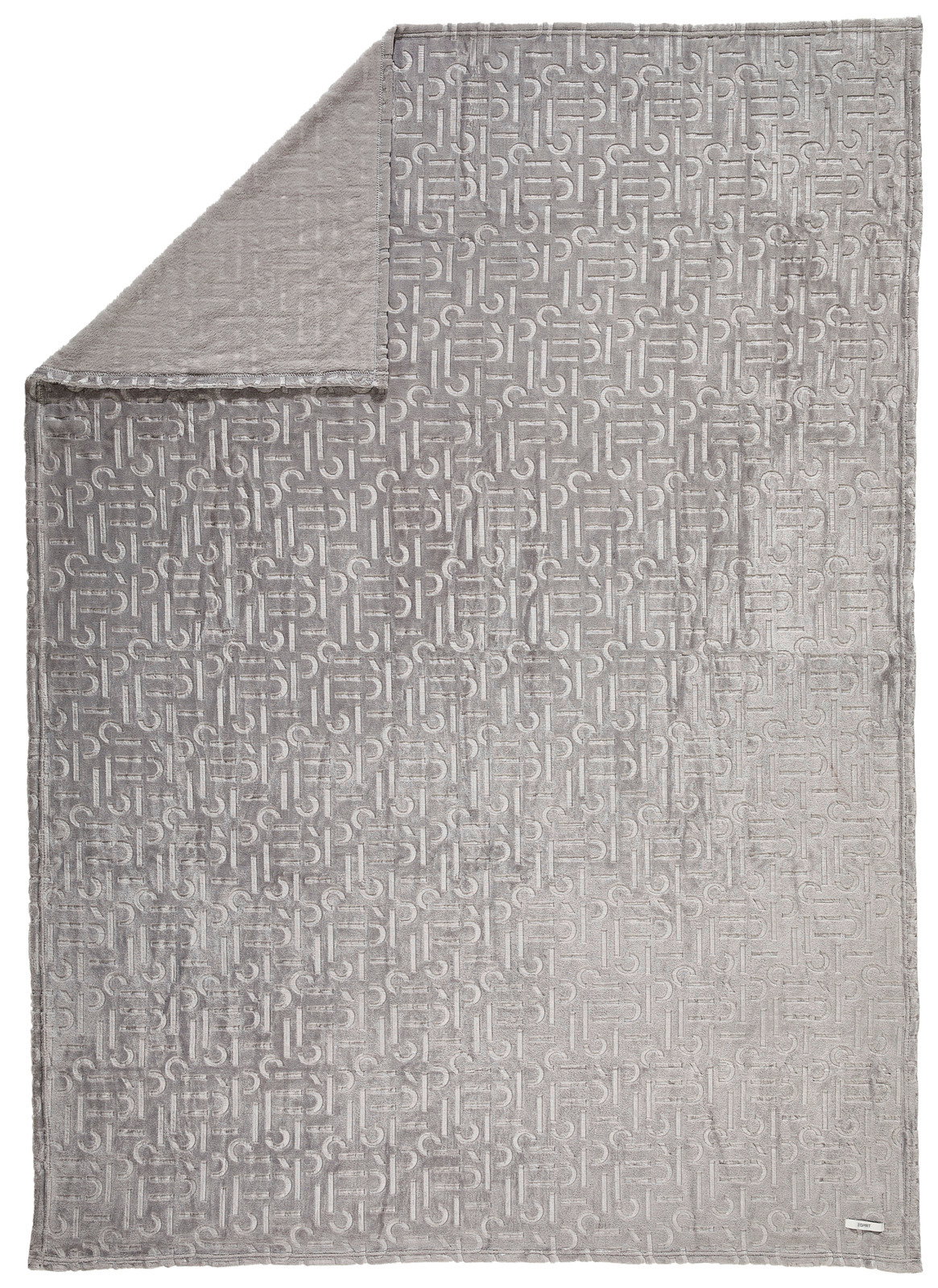 Graues Plaid mit eingeprägtem Muster, Draufsicht