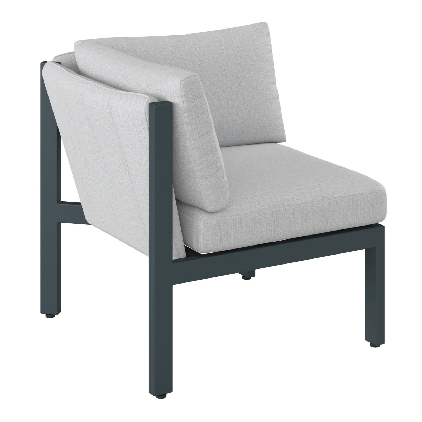 Dieter Knoll Lounge-Ecksofa ABEL Modernes Lounge-Ecksofa mit grauem Stoffbezug und dunklem Metallrahmen, seitliche Perspektive