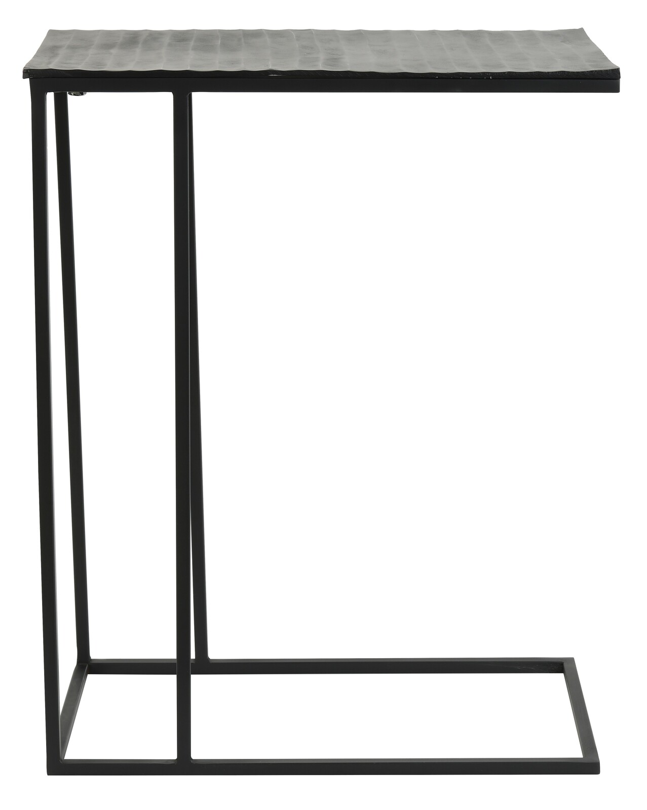 Moderner Beistelltisch MACY aus Metall in schwarzer Farbe, seitliche Perspektive