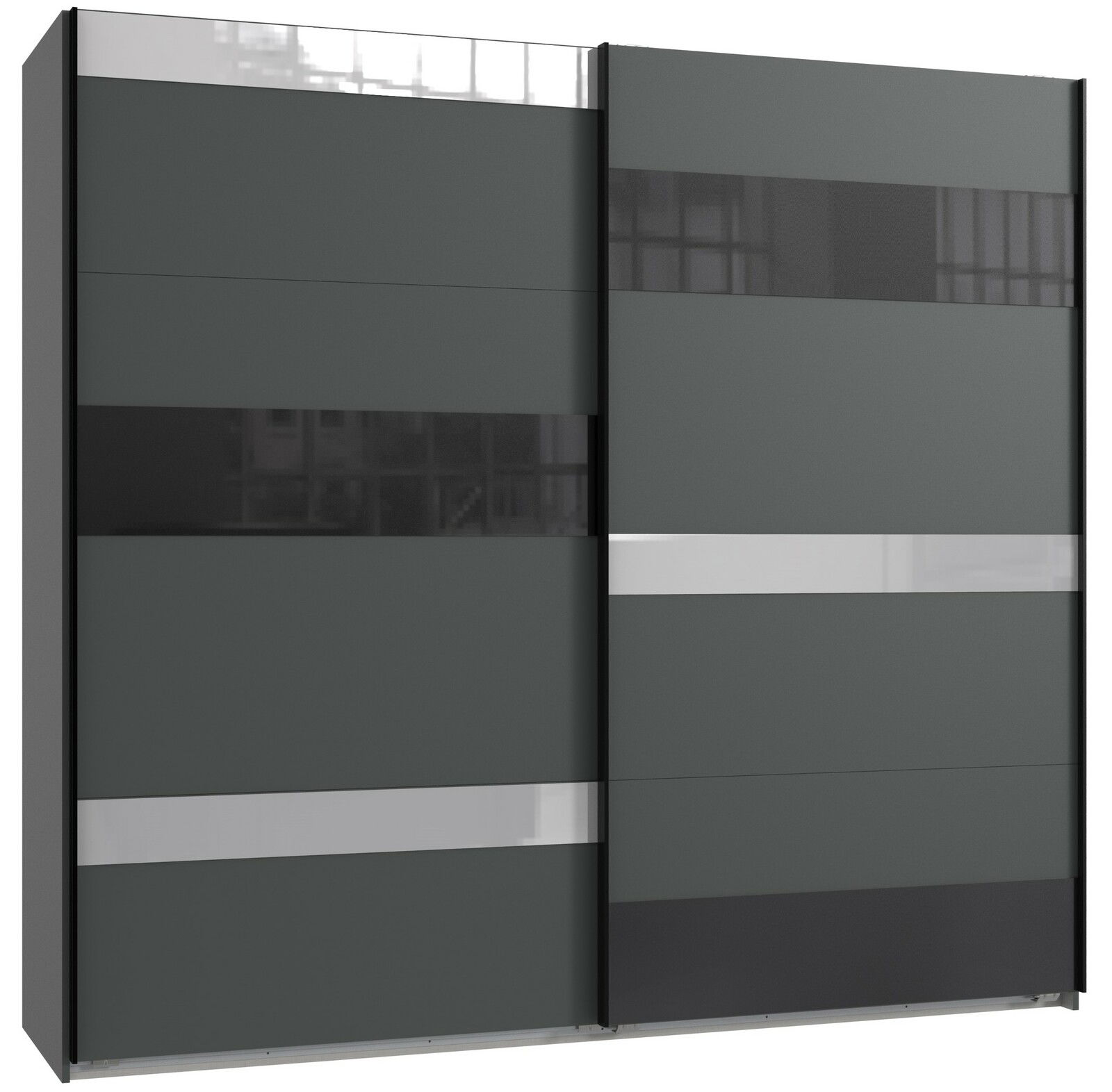 Z2 Hangende kast met 2 deuren MONACO Moderner Schwebetürenschrank mit zwei Türen in dunklem Design, Frontansicht