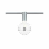 Silberne Deckenfassung mit klarer Glühbirne, seitliche Perspektive