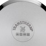 Bodenansicht eines Topfes mit WMF TransTherm Logo und Symbolen für verschiedene Herdarten.