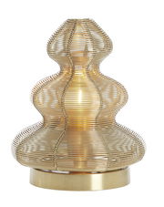 Goldene Tischleuchte in Form eines Weihnachtsbaums aus Metall, seitliche Perspektive